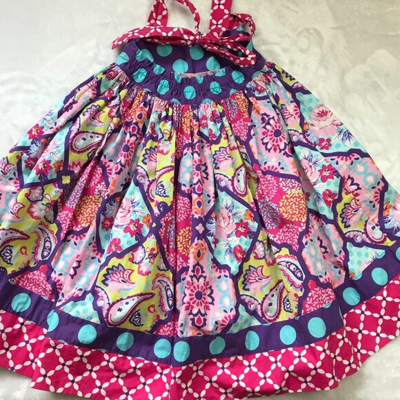 Eleanor Rose Daphne Halter‎ Dress Girls Size 5-6 Cotton Blend Paisley Polka Dot - Picture 8 of 10